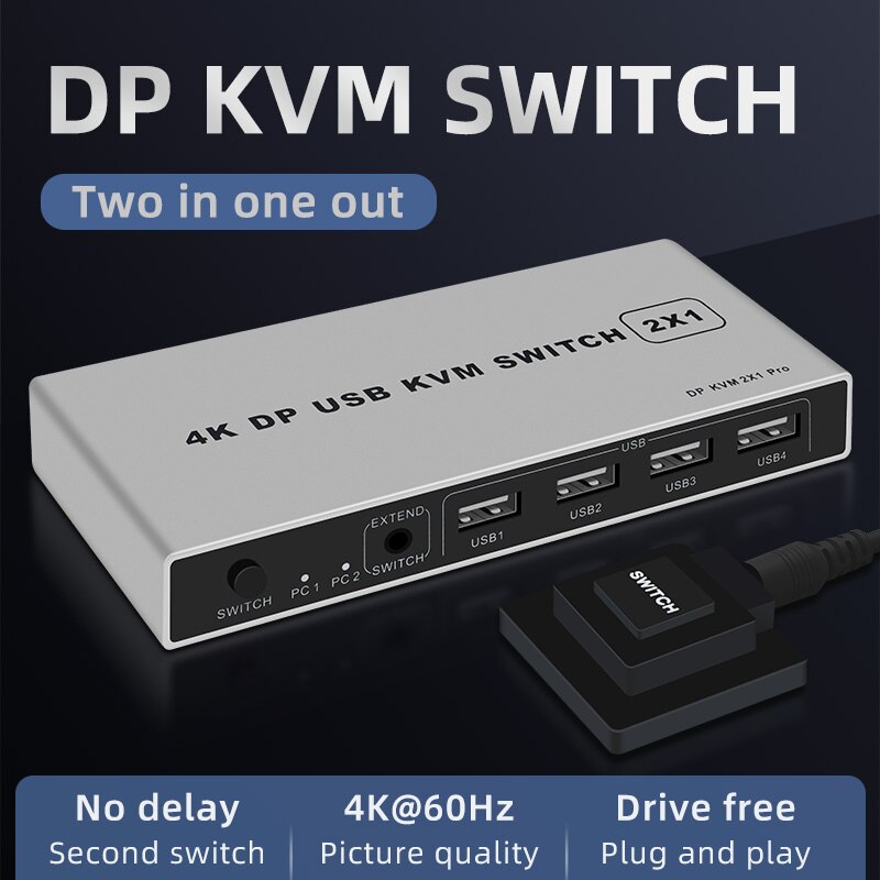 8K ÷ Ʈ KVM ġ, 2 in 1 out DP USB KVM..